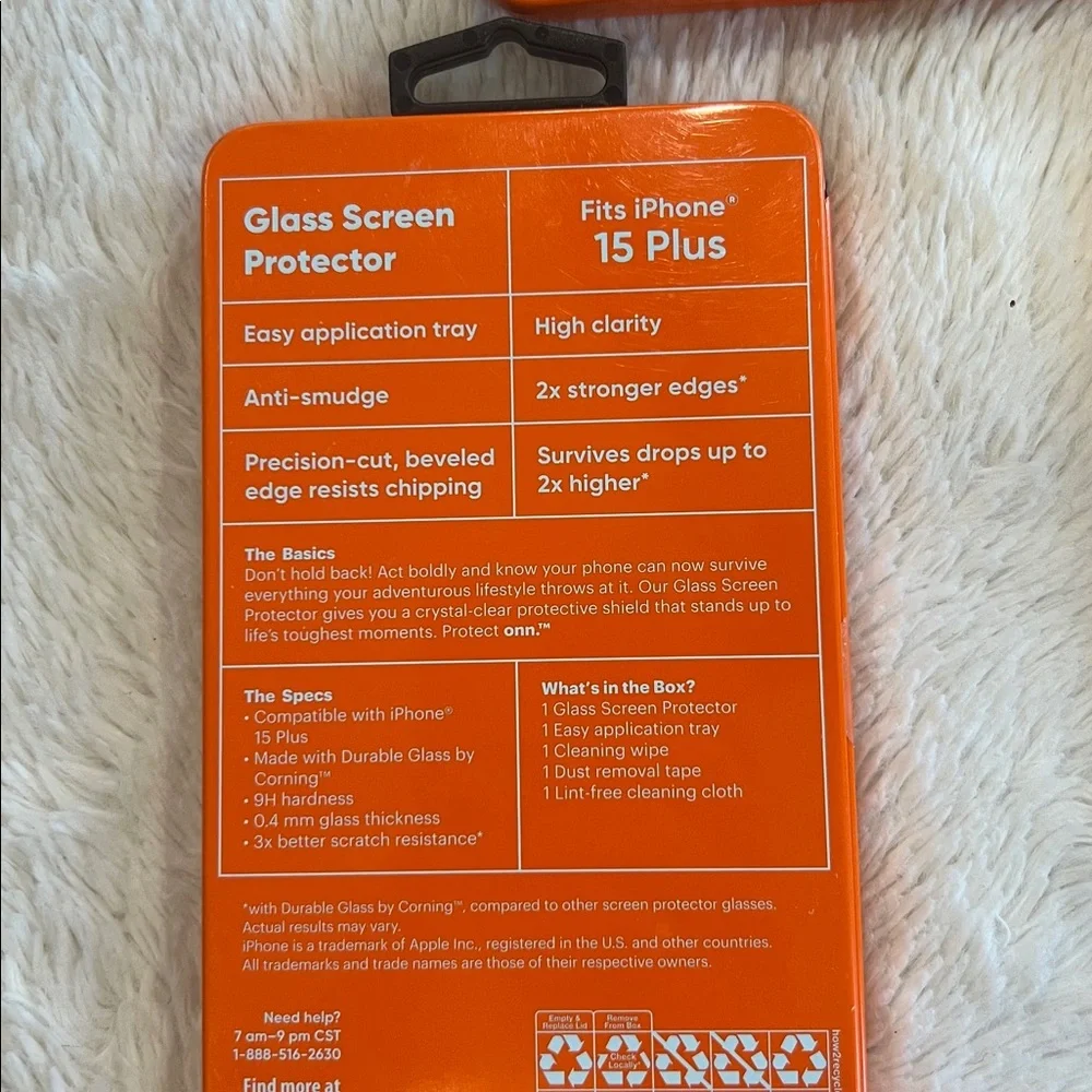 6 iPhone 15 Plus Protect Onn Glass Screen Protector - New